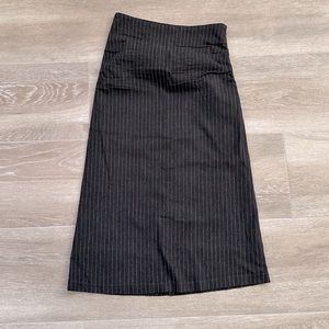 Australian Designer High waist Wool pencil skirt Size 4 Chocolate pin stripe